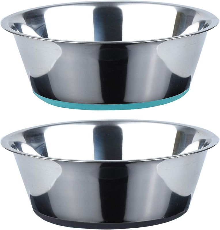 Photo 1 of PEGGY11 Deep Stainless Steel Anti-Slip Dog Bowls, Set of 2, Each Holds Up to 3 Cups
