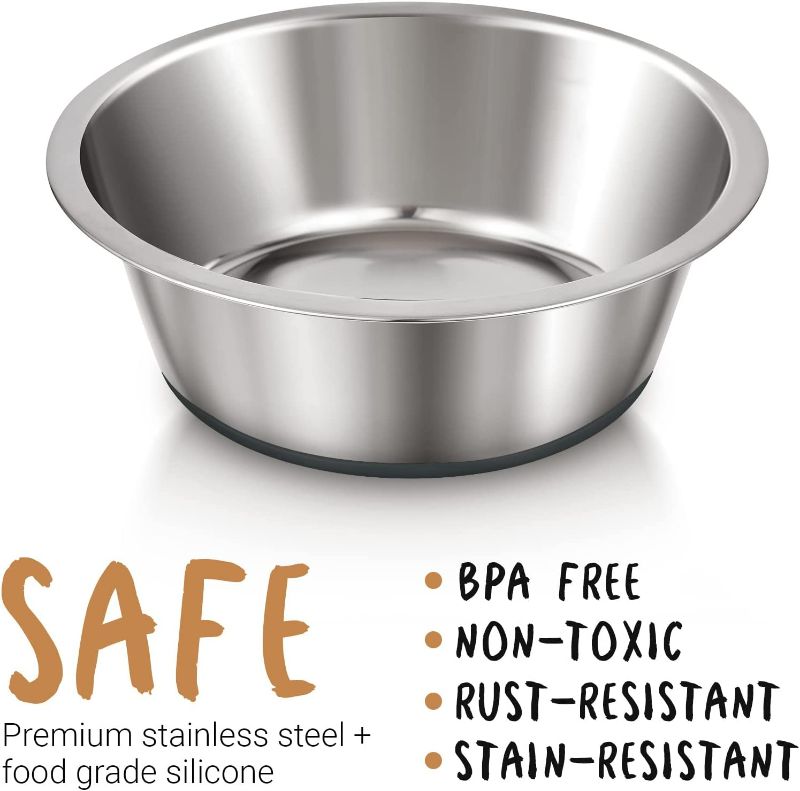 Photo 2 of PEGGY11 Deep Stainless Steel Anti-Slip Dog Bowls, Set of 2, Each Holds Up to 3 Cups
