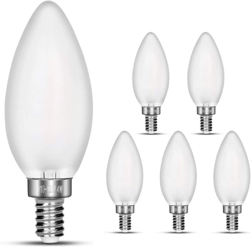 Photo 1 of carryBC Dimmable LED Candelabra Bulb Soft White , 2700k 40W Equivalent E12 Base LED Candle Bulbs, C35 Frosted Glass Torpedo Shape Bullet Top, 360 Degrees Beam Angle, Pack of 6 …
