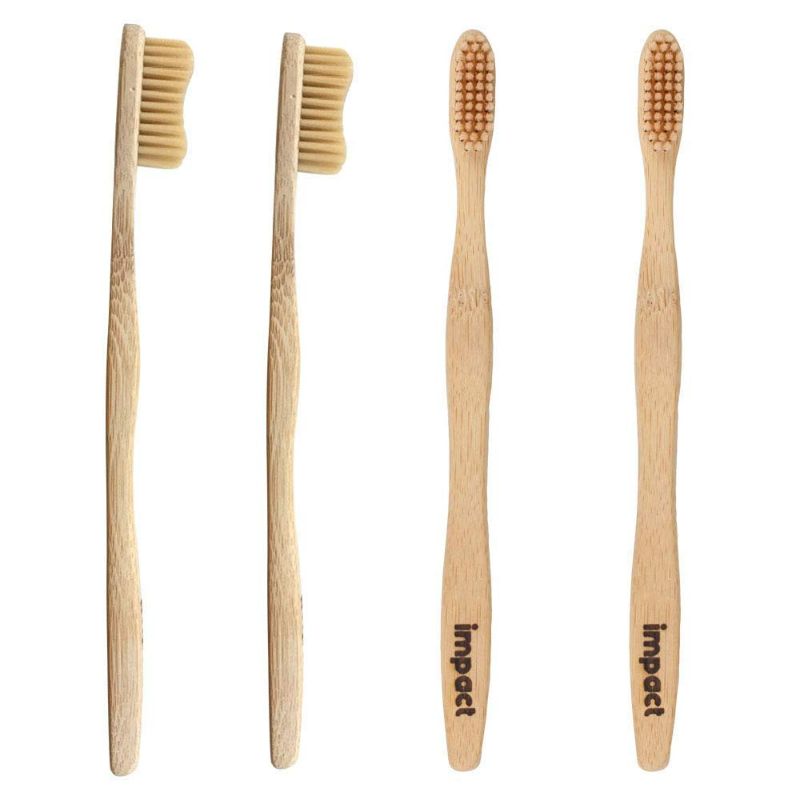 Photo 1 of Impact Products Biodegradable Bamboo Toothbrush - BPA Free Soft Bristles - Sustainable Organic Tooth Brush for Adults and Children - Reusable Compostable - Eco-Friendly Natural Brushes - 4-pack

