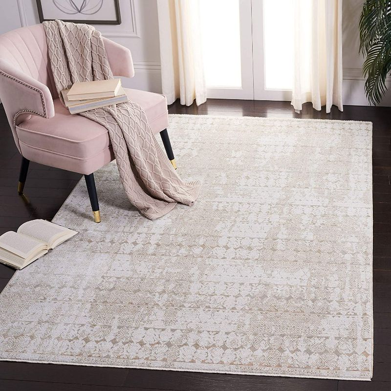 Photo 1 of SAFAVIEH Webster Collection 8' x 10' Beige/Grey WBS338B Distressed Premium Viscose Area Rug
