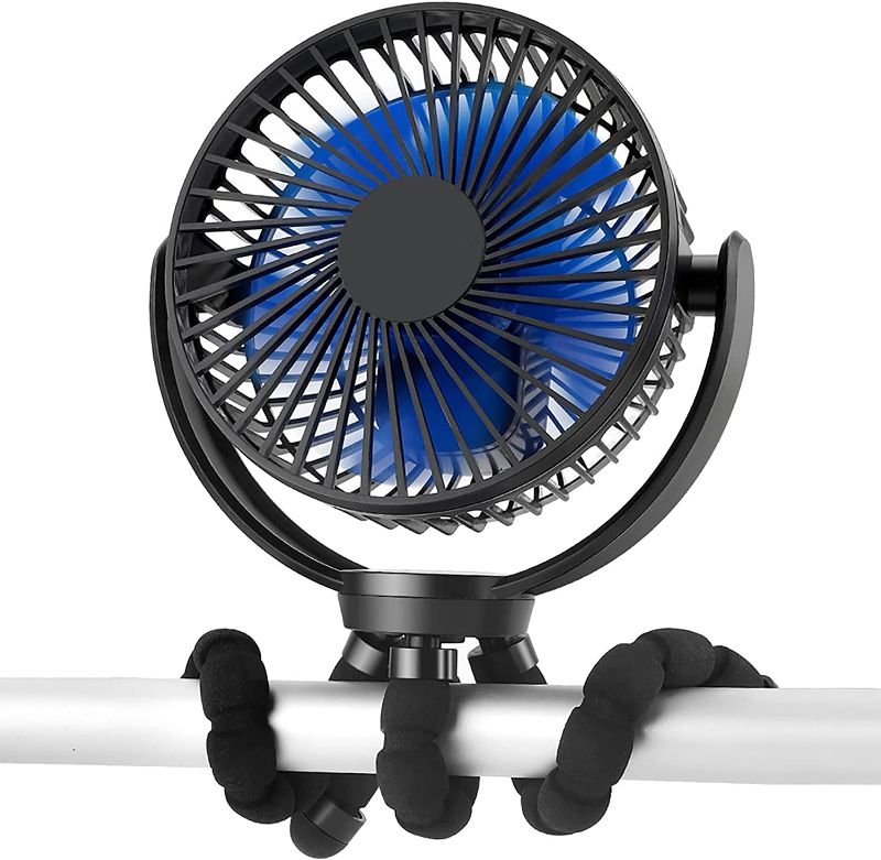 Photo 1 of 5000mAh Rechargeable Battery Powered Fan, Clip Fan with Flexible Tripod for Peloton Bike & Treadmill , Ultra Quiet, 3 Speed, 360° Rotatable, Portable USB Fan for Room Outdoor Stroller Car Seat
