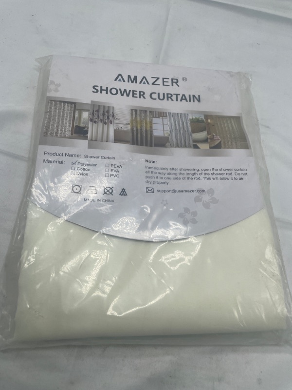 Photo 5 of Amazer Extra Long Shower Curtain Liner, Ivory Fabric Shower Liner, 2-in-1 Bathroom Shower Curtain and Liner, 12 Grommet Holes, Water Proof, Machine Washable, Hotel Quality, 72 x 84 Inches
