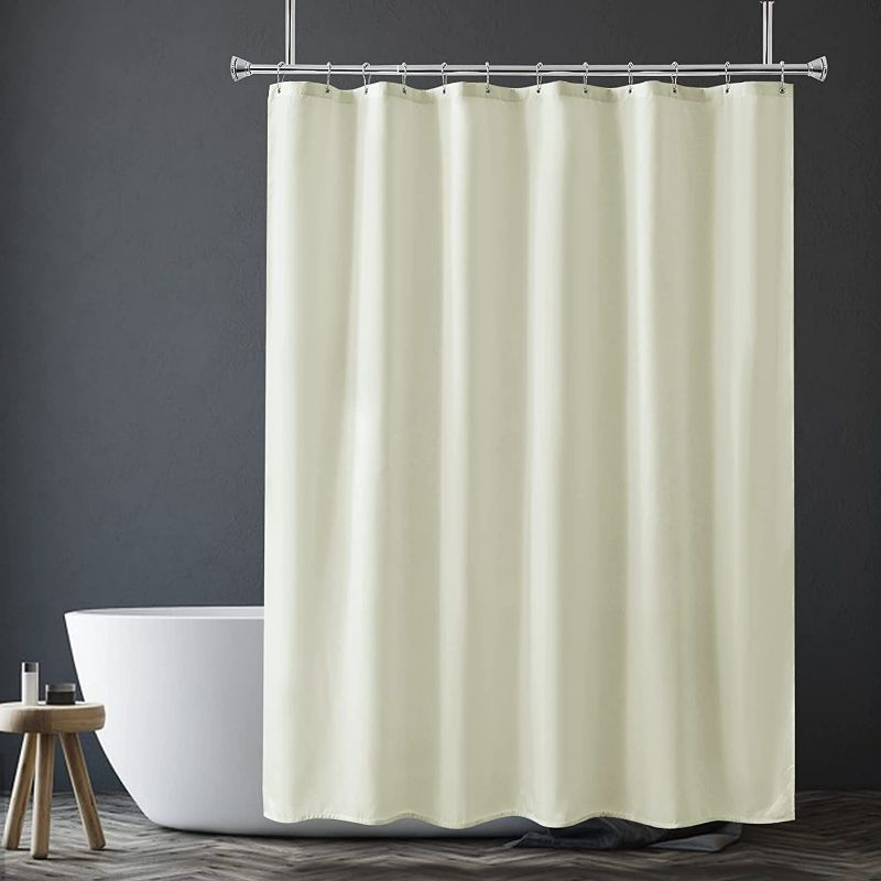 Photo 1 of Amazer Extra Long Shower Curtain Liner, Ivory Fabric Shower Liner, 2-in-1 Bathroom Shower Curtain and Liner, 12 Grommet Holes, Water Proof, Machine Washable, Hotel Quality, 72 x 84 Inches

