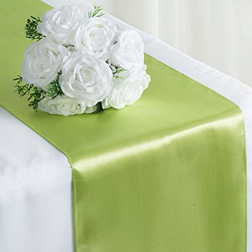 Photo 1 of OWS Pack of 10 Wedding 12 x 108 inch Satin Table Runner Wedding Banquet Decoration-Apple Green
