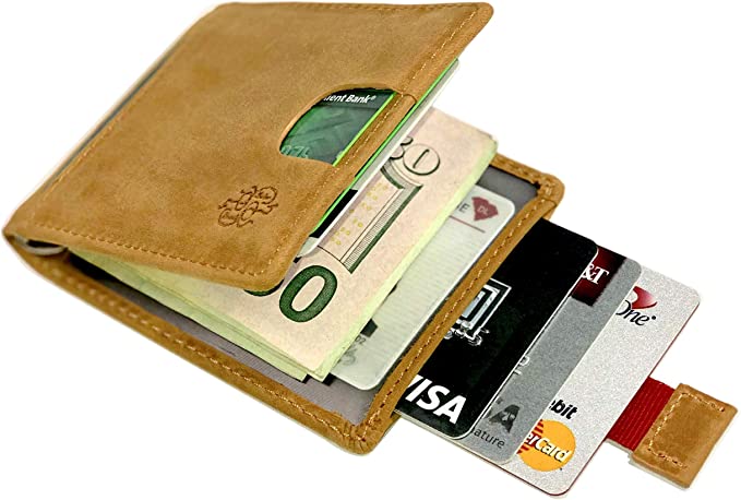 Photo 2 of Bakur Brands RFID Blocking Slim Genuine Tan Leather Men's Bifold Wallet With Money Clip
