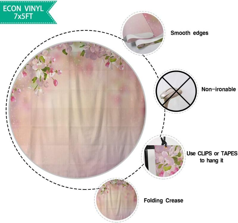 Photo 3 of Allenjoy Spring Pink Floral Backdrop Photography Valentine's Day Cherry Blossom Sweet 16 Girl Princess Birthday Party Table Wall Decor Photo Booth Banner Kids Baby Photoshoot 7x5ft Background Pictures
