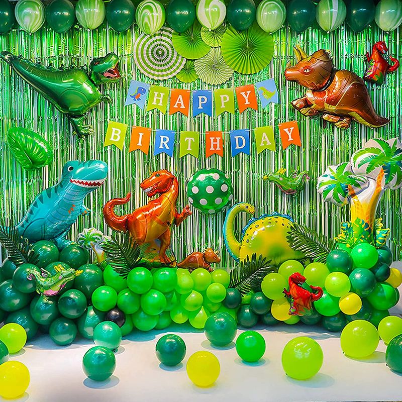Photo 1 of Dinosaur Birthday Party Decorations Jurassic Park Themed Dino Birthday Party Supplies Include Dinosaurs Balloons Backdrop Birthday Banner Paper Fan Curtains Perfect for Boys and Girls Birthday Party
