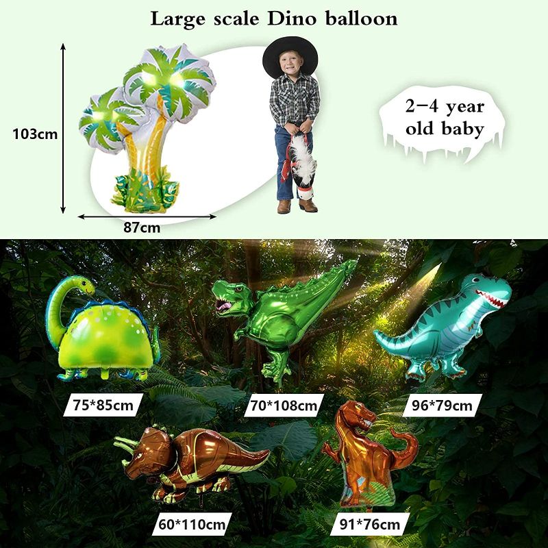 Photo 5 of Dinosaur Birthday Party Decorations Jurassic Park Themed Dino Birthday Party Supplies Include Dinosaurs Balloons Backdrop Birthday Banner Paper Fan Curtains Perfect for Boys and Girls Birthday Party
