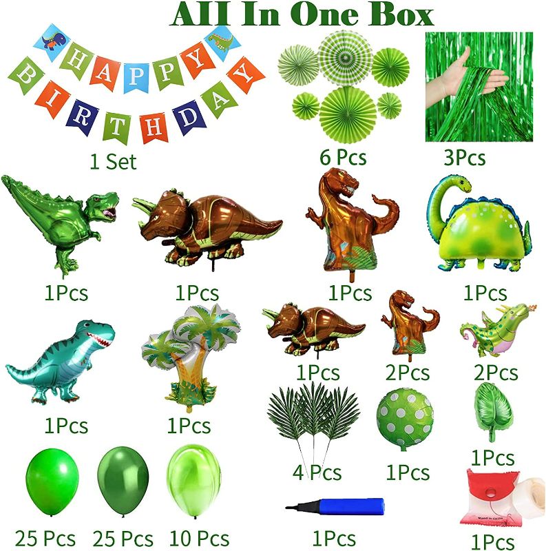 Photo 7 of Dinosaur Birthday Party Decorations Jurassic Park Themed Dino Birthday Party Supplies Include Dinosaurs Balloons Backdrop Birthday Banner Paper Fan Curtains Perfect for Boys and Girls Birthday Party

