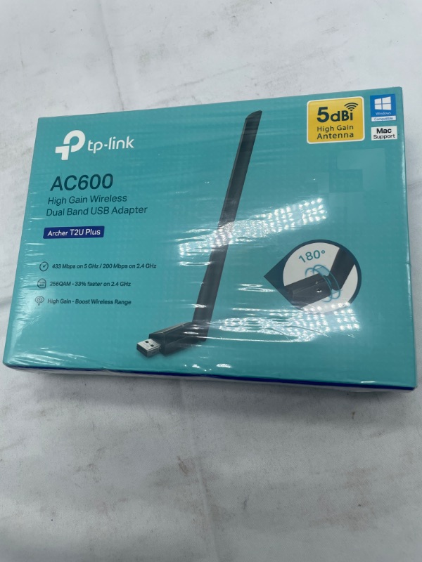 Photo 2 of TP-Link AC600 USB WiFi Adapter for PC (Archer T2U Plus)- Wireless Network Adapter for Desktop with 2.4GHz, 5GHz High Gain Dual Band 5dBi Antenna, Supports Win11/10/8.1/8/7/XP, Mac OS 10.9-10.14