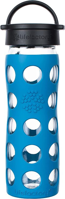 Photo 1 of  Lifefactory 16-Ounce BPA-Free Glass Water Bottle with Classic Cap and Protective Silicone Sleeve, Teal Lake
