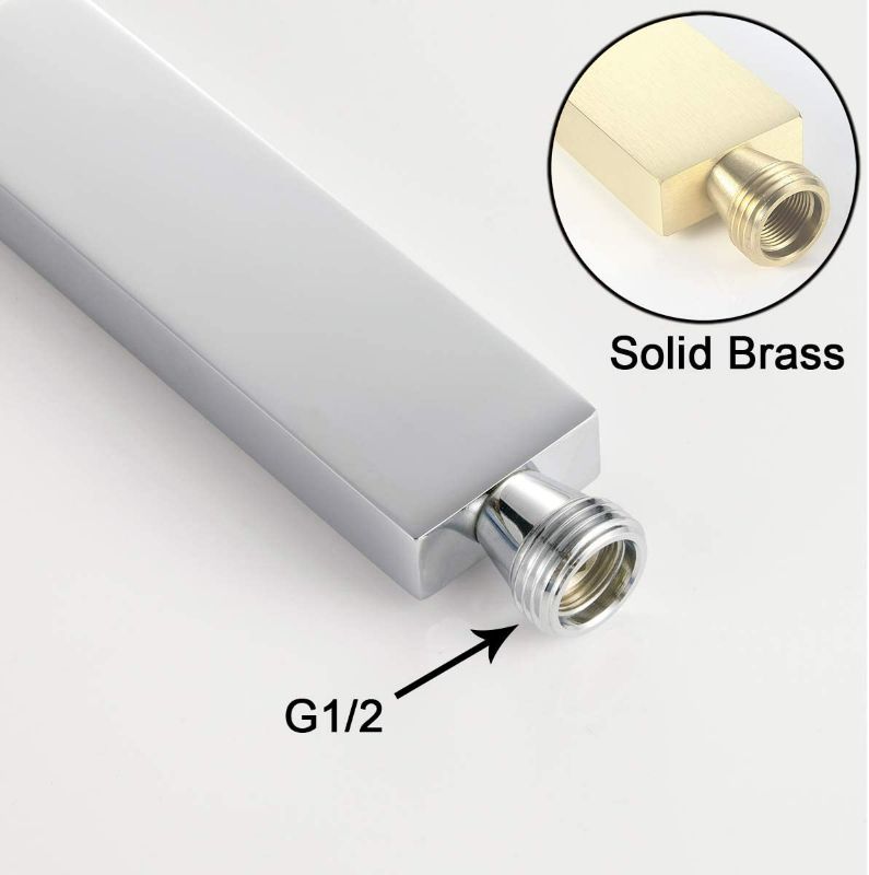 Photo 5 of Square Solid Brass Hand Held Shower Head With Wall Connector Holder and Hose Set (Chrome)
