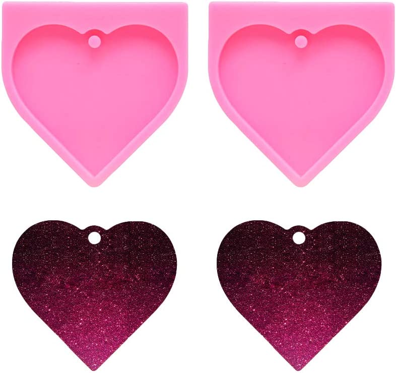 Photo 1 of Nifocc Big Heart Shape Silicone Mold Large Love Heart Keychain Charms Epoxy Resin Molds Casting Molds with Hole for DIY Crafts Making - 2 PCS
