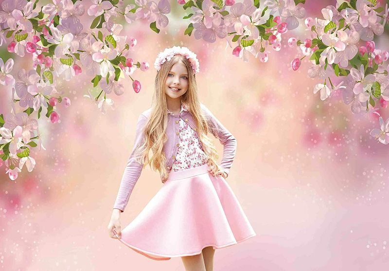 Photo 4 of Allenjoy Spring Pink Floral Backdrop Photography Valentine's Day Cherry Blossom Sweet 16 Girl Princess Birthday Party Table Wall Decor Photo Booth Banner Kids Baby Photoshoot 7x5ft Background Pictures
