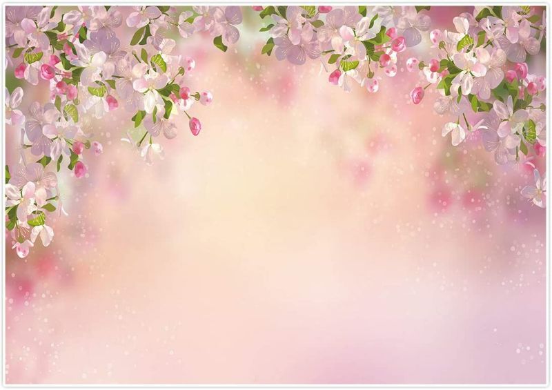 Photo 1 of Allenjoy Spring Pink Floral Backdrop Photography Valentine's Day Cherry Blossom Sweet 16 Girl Princess Birthday Party Table Wall Decor Photo Booth Banner Kids Baby Photoshoot 7x5ft Background Pictures
