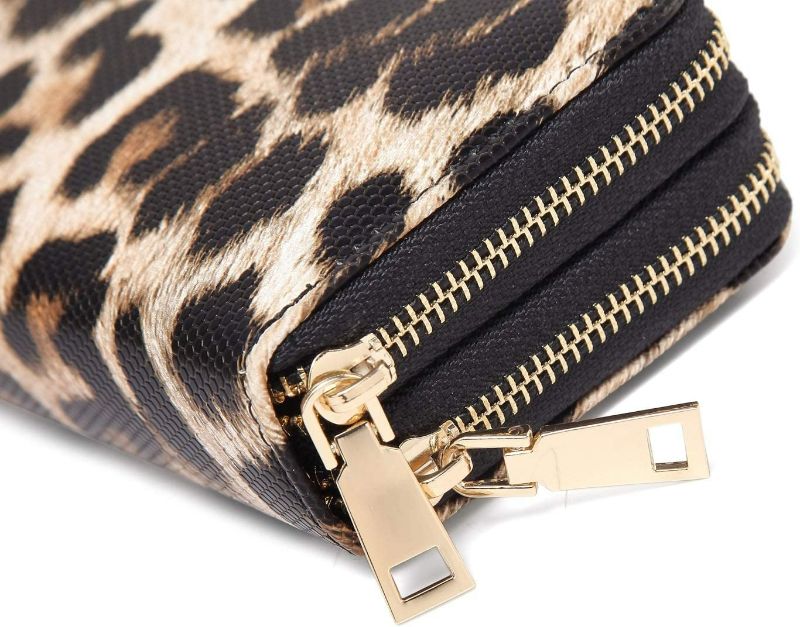 Photo 2 of Nabegum Leopard Wallet for Women Cheetah Cow Print Double Zipper Pocket Cute Ladies Purse Large Capacity
