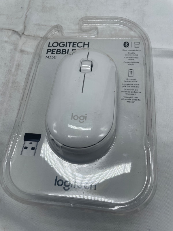 Photo 2 of Logitech Pebble Wireless Mouse with Bluetooth or 2.4 GHz Receiver, Silent, Slim Computer Mouse with Quiet Clicks, for Laptop/Notebook/iPad/PC/Mac/Chromebook - Off White Off White Mouse