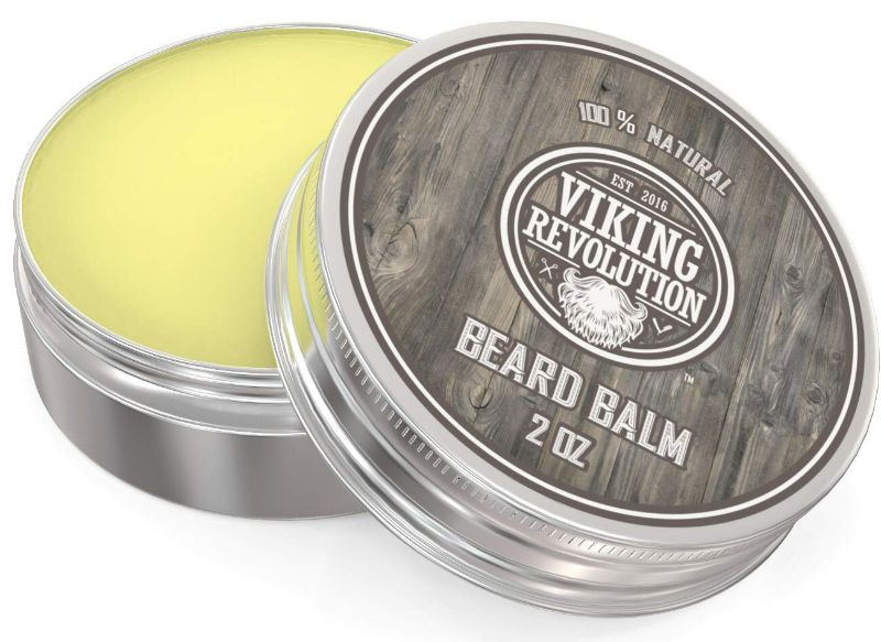 Photo 2 of Viking Revolution Beard Balm - All Natural Grooming Treatment with Argan Oil & Mango Butter - Strengthens & Softens Beards & Mustaches - Citrus Scent Leave in Conditioner Wax for Men - 1 Pack
