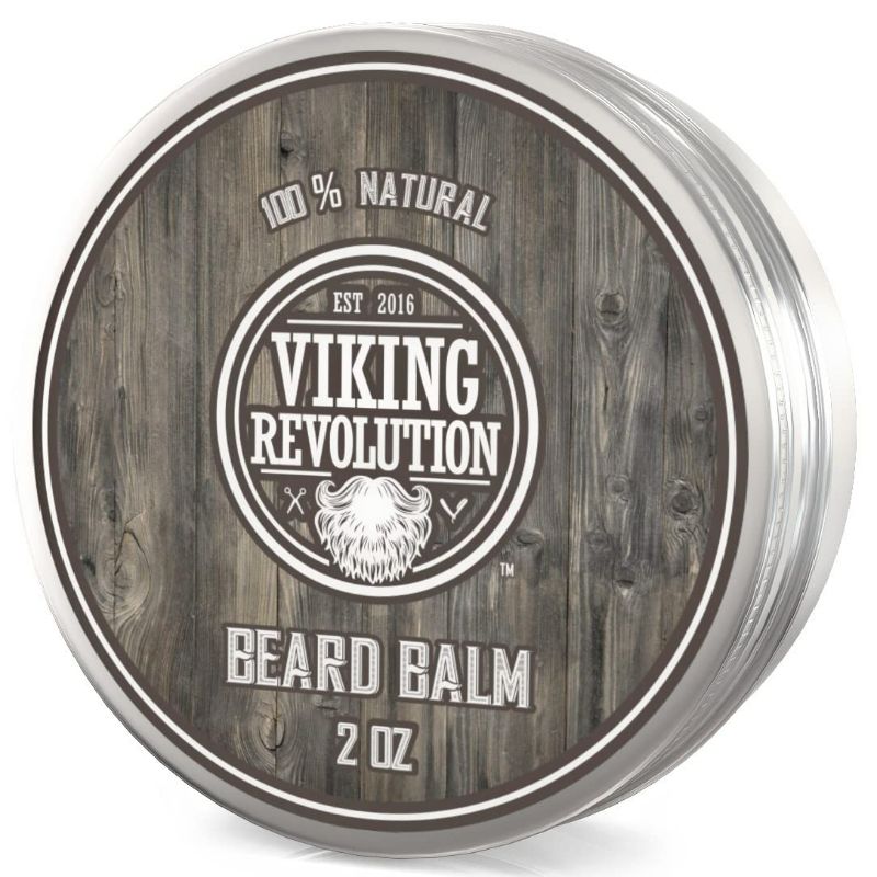 Photo 1 of Viking Revolution Beard Balm - All Natural Grooming Treatment with Argan Oil & Mango Butter - Strengthens & Softens Beards & Mustaches - Citrus Scent Leave in Conditioner Wax for Men - 1 Pack
