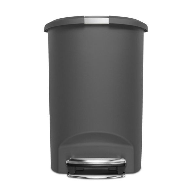 Photo 1 of 50 Liter/13 Gallon Semi-Round Kitchen Step Trash Can with Secure Slide Lock, Grey Plastic
