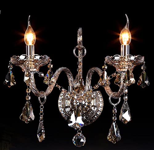 Photo 1 of 2 Lights 2 Bulbs Crystal Wall Sconces Wall Lamp Corridor Lamp Color Cognac
