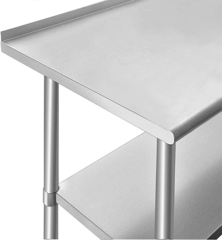 Photo 4 of ROCKPOINT Stainless Steel Table for Prep & Work with Backsplash 48x24 Inches, NSF Metal Commercial Kitchen Table with Adjustable Under Shelf and Foot for Restaurant, Home and Hotel
