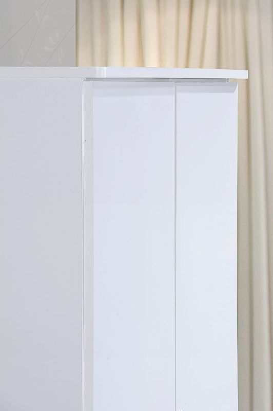 Photo 6 of HODEDAH IMPORT Two Door Wardrobe, with Two Drawers, and Hanging Rod, White.
