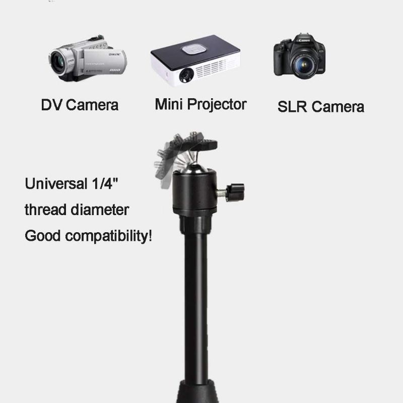 Photo 5 of Mini Projector Tripod Stand, Adjustable 29-59 inches Tripod Floor Stand Holder with 360°Swivel Ball Head for Webcam,Small Camera,Tray,Mini Projector (Stand Only)
