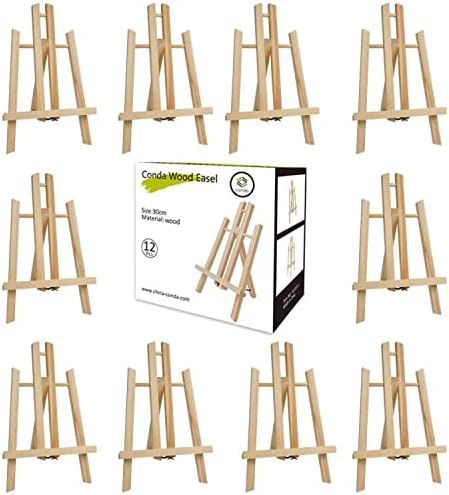 Photo 1 of CONDA 12 Pack 11.8" Tabletop Easel, Portable A-Frame Tripod Tabletop Easel Set for Painting Party & Displaying Canvases, Photos, Display Tripod Holder Stand for Students Kids Beginners

