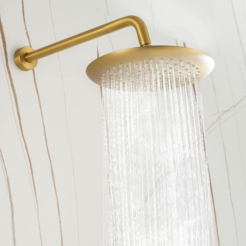 Photo 1 of HomGoo Shower System with Tub Spout, Tub Shower Faucet Set with High Pressure 10" Rain Shower head and 5-Setting Handheld Shower Head Set, Pressure Balance Valve included, Brushed Gold
