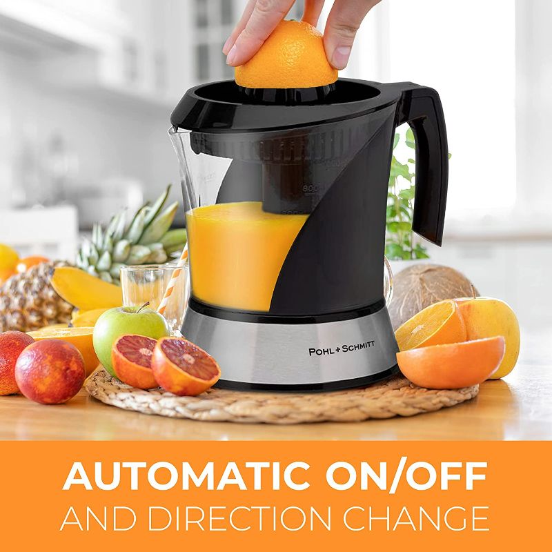 Photo 3 of Pohl+Schmitt Deco-Line Electric Citrus Juicer Machine Extractor - Large Capacity 34oz (1L) Easy-Clean, Featuring Pulp Control Technology

