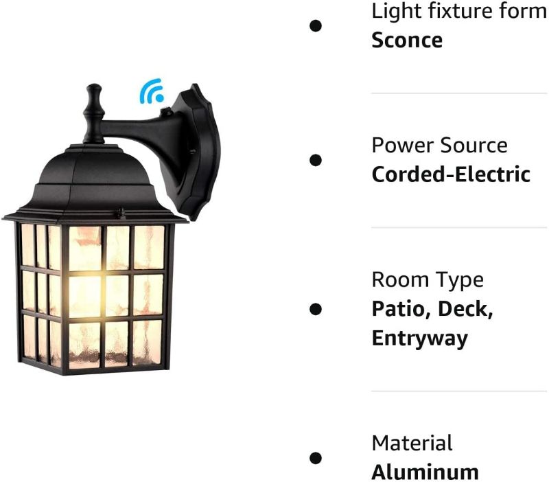 Photo 6 of Dusk to Dawn Outdoor Wall Light Fixtures Wall Mount, Sensor Porch Lights, Exterior Wall Sconce Lighting, Anti-Rust Wall Lamp, Waterproof Wall Lantern, Outside Lights for Garage, Doorway
