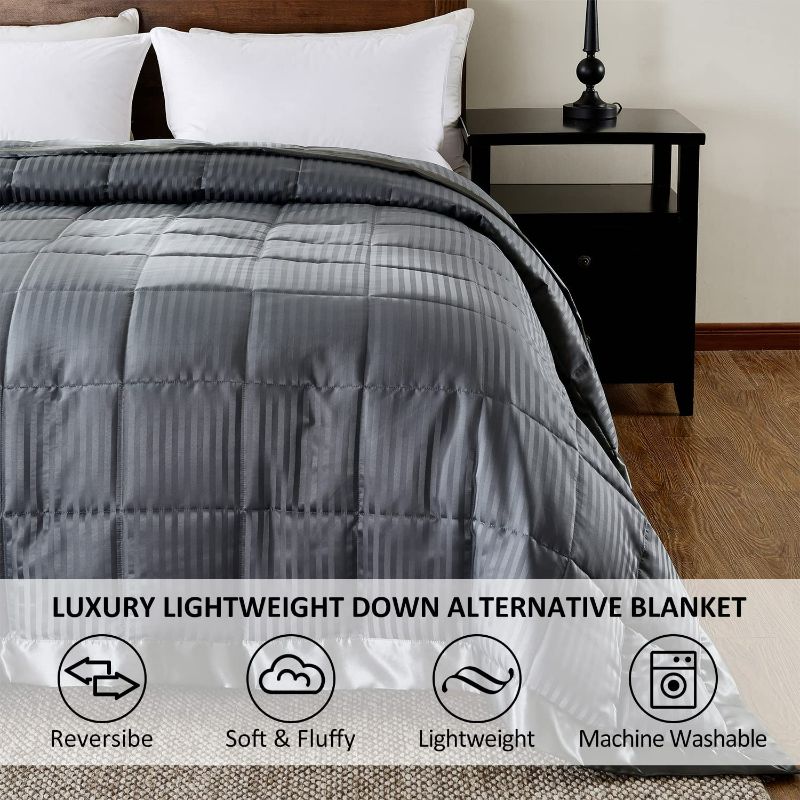Photo 1 of downluxe King Size Blanket, Lightweight Down Alternative Blanket with Satin Trim (90 X 108 Inch, Grey)
