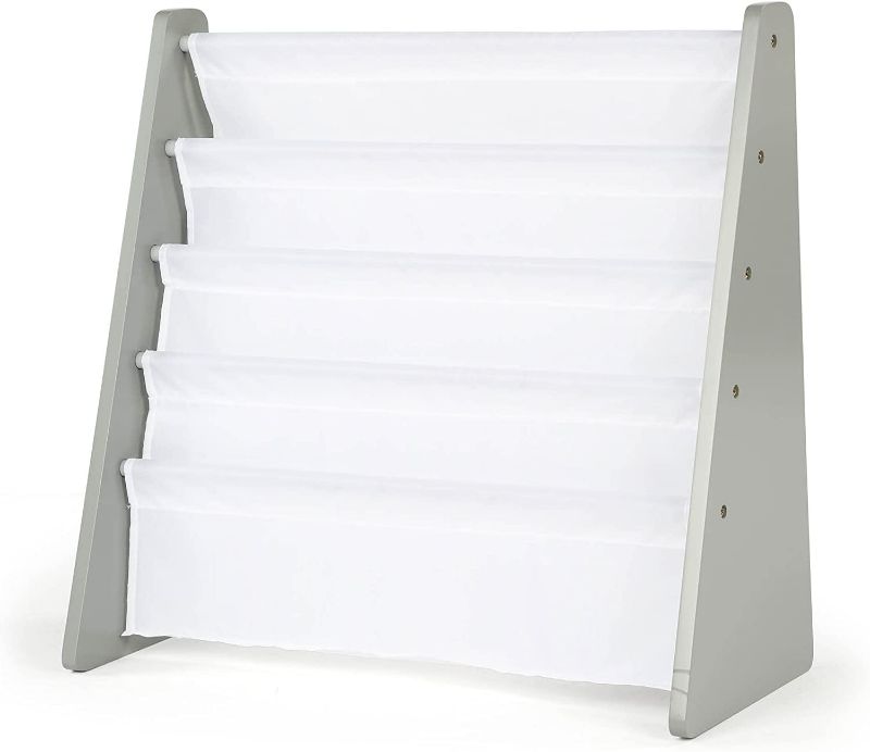 Photo 1 of Humble Crew, Grey/White Kids Book Rack Storage Bookshelf, 4 Tiers
