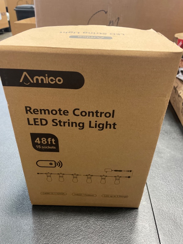 Photo 2 of Amico 48FT LED Outdoor String Lights with Remote Dimming