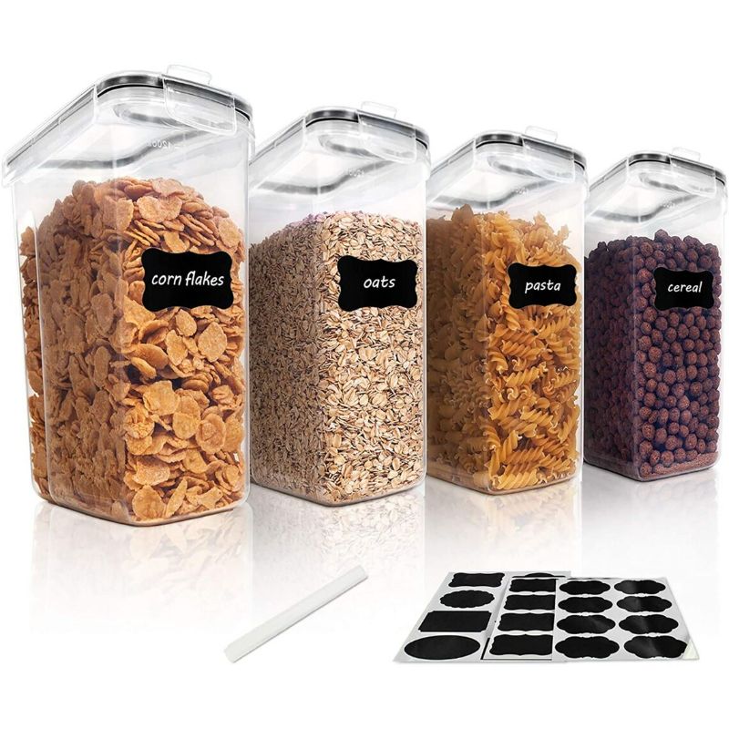 Photo 1 of Airtight Food Storage Containers | 4 Piece Set Cereal Dispensers with 20 Chalkboard Labels | Kitchen and Pantry
