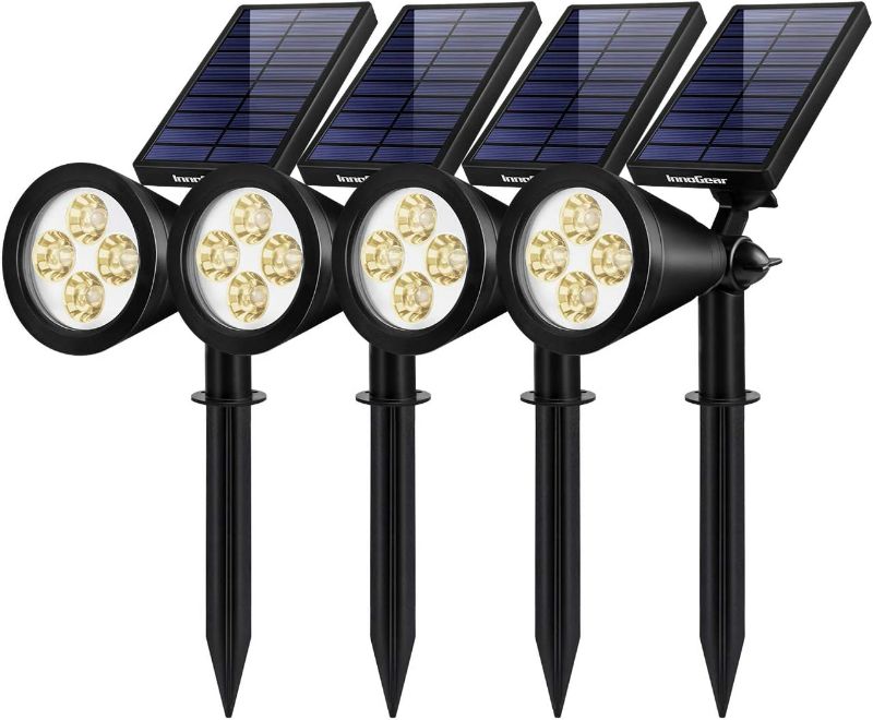 Photo 1 of InnoGear Solar Outdoor Lights, Solar Lights Outdoor Waterproof Solar Spot Lights Outdoor Spotlight for Yard Landscape Lighting Wall Lights Auto On/Off for Pathway Garden, Pack of 4 (Warm White)
