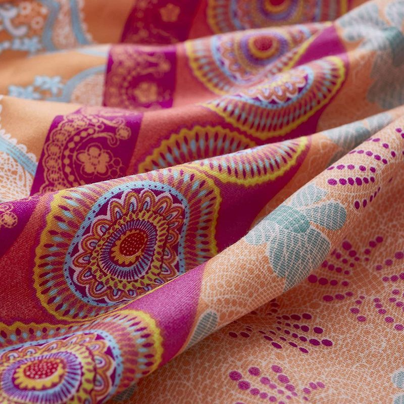 Photo 3 of Wake In Cloud - Bohemian Comforter Set, Orange Coral Boho Chic Mandala Pattern Printed, Soft Microfiber Bedding (3pcs, King Size)
