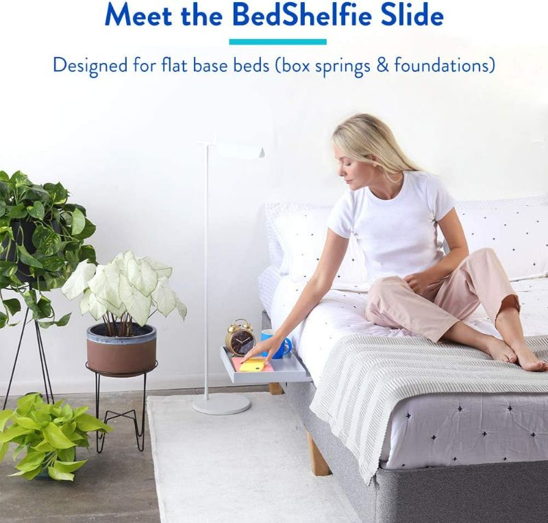 Photo 2 of BedShelfie Slide The Original Bedside Shelf for Bed Bed Bunk Bed Shelf College Dorm Room Essentials Dorm Bed Shelf Table Tray Caddy Nightstand As Seen On Business Insider (Slide, Black Wood)
