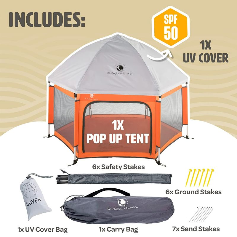 Photo 3 of POP 'N GO Premium Outdoor and Indoor Baby Playpen - Portable, Lightweight, Pop Up Pack and Play Toddler Play Yard w/ Canopy and Travel Bag - Orange
