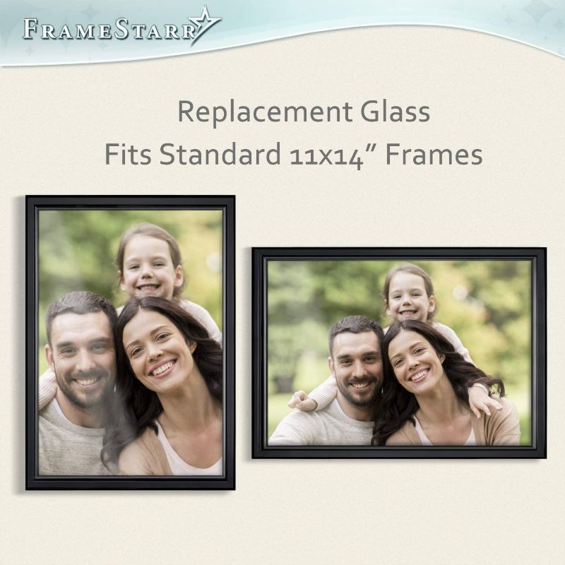 Photo 2 of 4 pack FrameStarr 11x14 Heat-Strengthened Glass, Crystal Clear, Shatterproof & Scratch Proof Picture Frame Replacement Glass, Semi-Tempered Glass Cover Sheet
