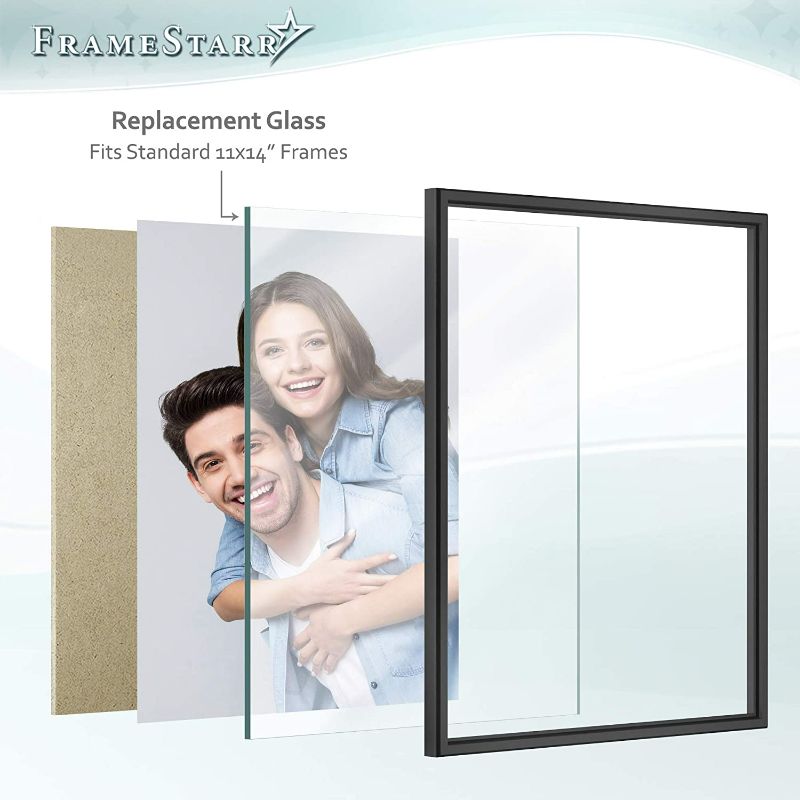 Photo 3 of 4 pack FrameStarr 11x14 Heat-Strengthened Glass, Crystal Clear, Shatterproof & Scratch Proof Picture Frame Replacement Glass, Semi-Tempered Glass Cover Sheet
