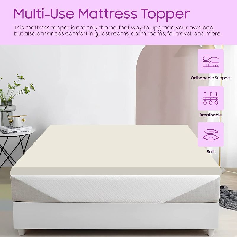 Photo 2 of SIZE UNKNOWN Mayton Soft 1-inch Foam Mattress Topper with Optimum Body Support | Comfortable and Breathable Bed Toppers for Mattress with Orthopedic Benefits, Helps Relieve Luber and Back Pain, Full, Yellow
