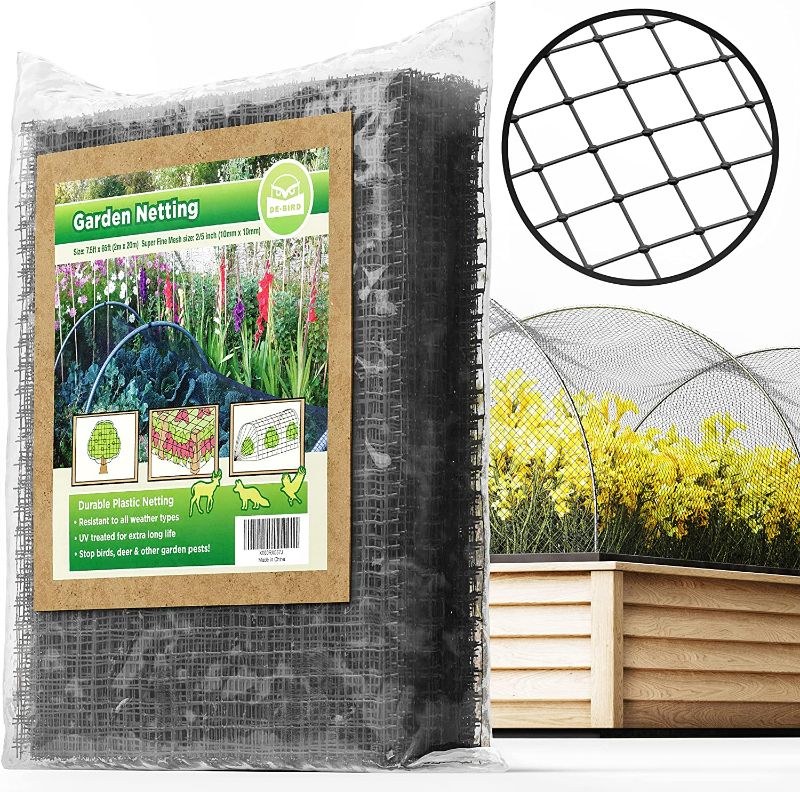Photo 1 of EXTRA STRONG: Garden Netting, Secure Your Produce Against Thieving Pests: Birds, Deer and More. Robust, Tear-Resistant Mesh Creates Wildlife Friendly Barrier (7.5x65ft) That Protects Your Crops Easily