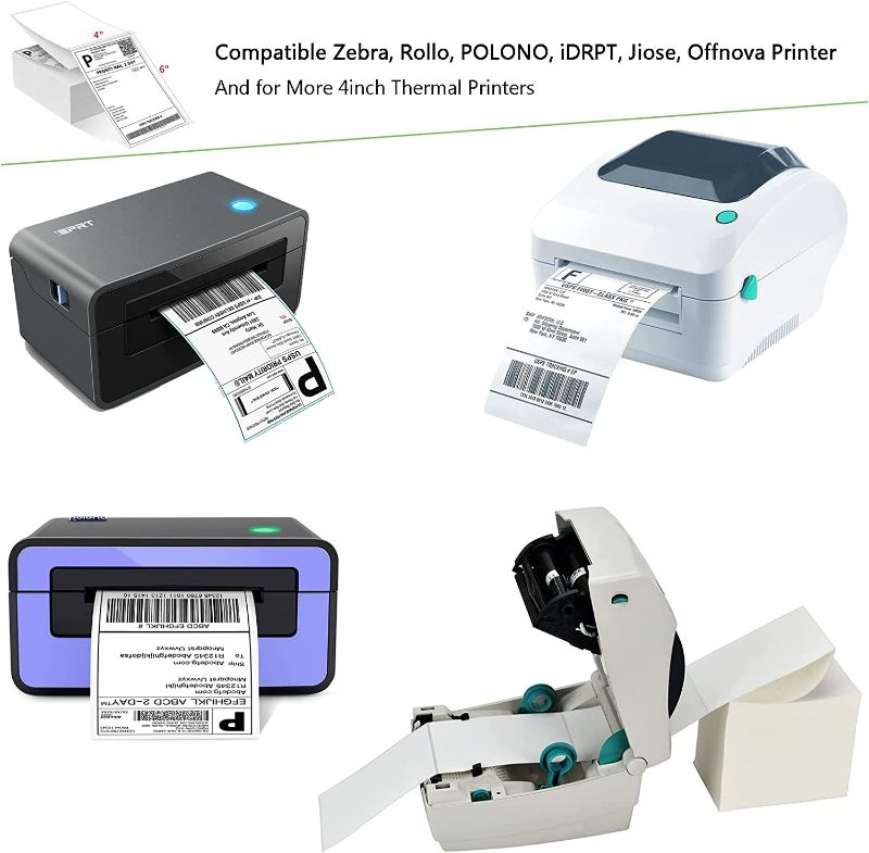 Photo 3 of OausTect Direct Thermal Labels 4x6 Shipping Label (Pack of 1000 Fanfold Labels) - Commercial Grade, Perforated Mailing Labels, Compatible with Rollo Zebra Printer (4 Stacks, 4000 Labels)
