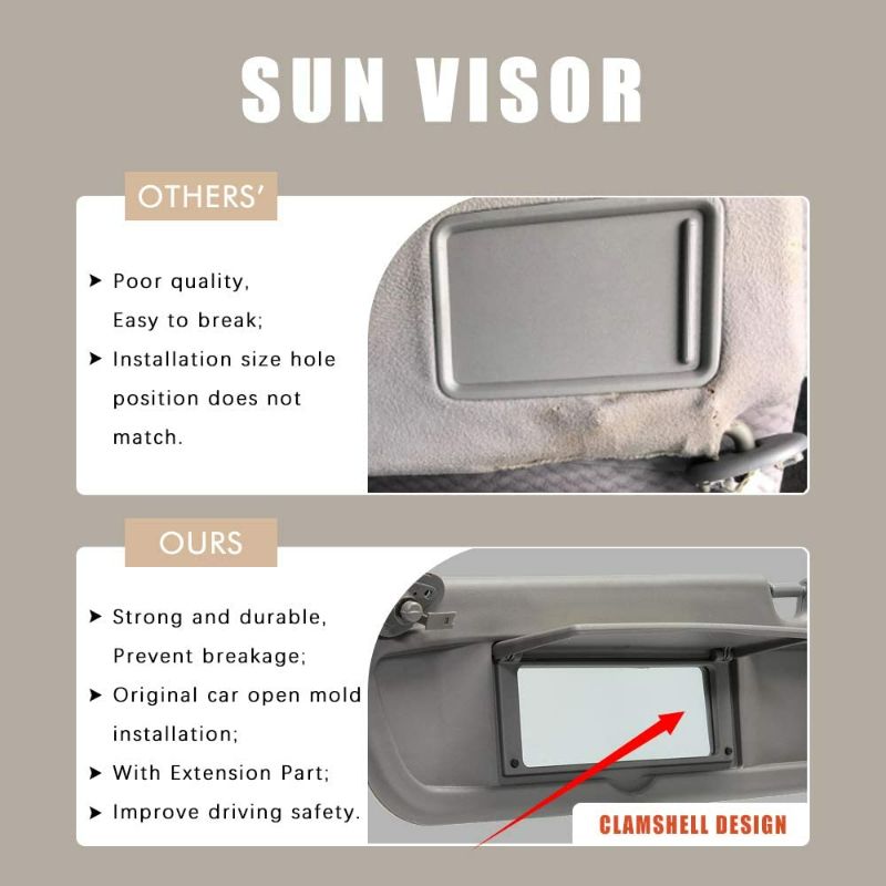 Photo 4 of Left Driver Side Sun Visor Replacement for 2006 2007 2008 2009 2010 2011 Honda Civic EX LX Sedan SI Coupe 83280-SNA-A01ZA Sun Visor Assembly (Atlas Gray)
