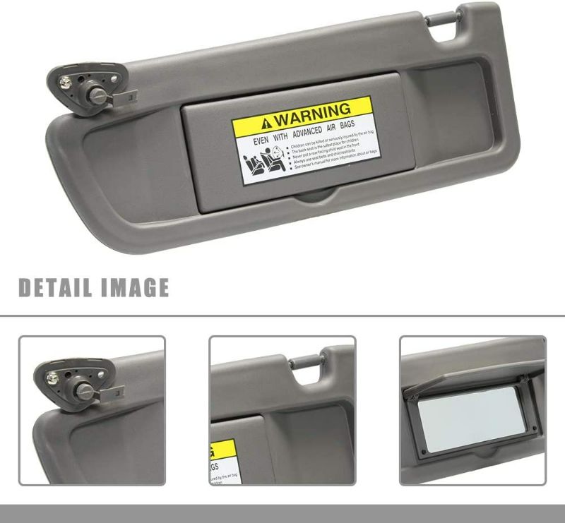 Photo 2 of Left Driver Side Sun Visor Replacement for 2006 2007 2008 2009 2010 2011 Honda Civic EX LX Sedan SI Coupe 83280-SNA-A01ZA Sun Visor Assembly (Atlas Gray)
