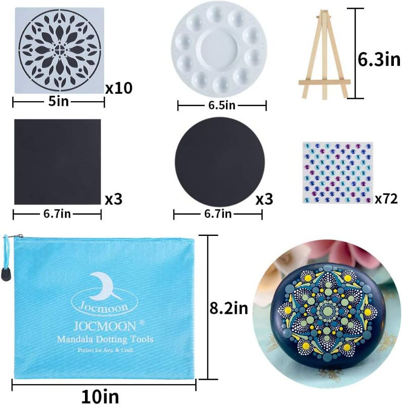 Photo 3 of JOCMOON 45Pcs Mandala Dotting Tools Set with a Zipper Storage Bag for Painting Rocks,for Students,Mandala Art,Coloring and Drafting
