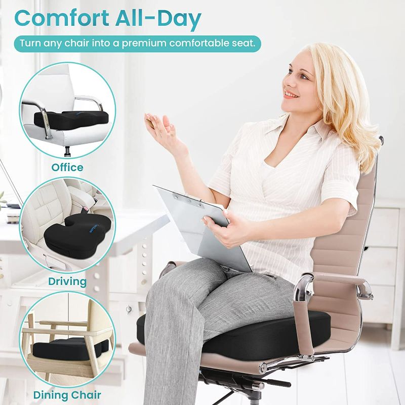 Photo 4 of CushZone Gel Seat Cushion Office Chair Cushion for All-Day Sitting - Back, Sciatica, Coccyx Tailbone Pain Relief Cushion - Ergonomic Seat Cushion for Office Chairs, Car Seat, Gaming Chair - Black

